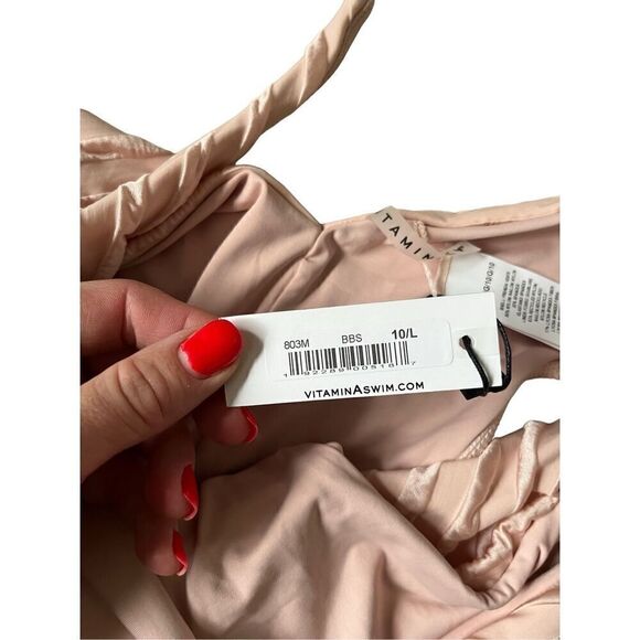 NWT VITAMIN A DEMI BALLET STRIPE BODYSUIT ONE-PIECE SWIMSUIT size L Pink - Picture 8 of 9